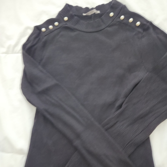 Zara Rib Sweater/ Top with Pearls Size L - Picture 5 of 9